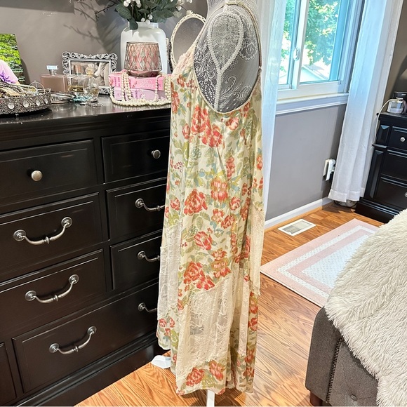 Free People Floral High Low Dress in Pink and Cream - Picture 8 of 16